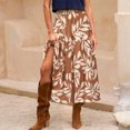 thumbnail image 6 of Women’s High Waist Maxi Skirt with Leaf Print Elastic Waistband Tiered Flowy A Line Long Skirt for Casual Wear Purple 2XL, 6 of 6