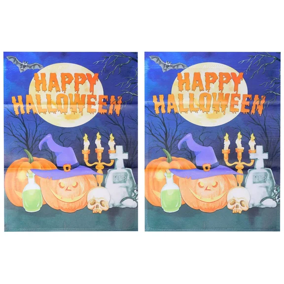 PURELY- Happy Halloween Graveyard 12.5"X18" Double Sided Polyester Sleeve Garden Flag