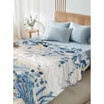 thumbnail image 4 of Twin Flat Sheet, Blue Turtle Coastal Twin Bed Sheets Only, Soft Microfiber Flat Sheet, Beach Coral Nautical Starfish Sea Eucalyptus Vintage Hotel Quality Bedding Top Sheet Bedroom Home Dorm Decor, 4 of 8