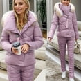 thumbnail image 2 of MHFRRA Womens Snow Jacket Women's Autumn and Winter Solid Color Ski Wear Outdoor Fashionable Sports Thickened Short Warm and Cold Proof Two Piece Set, 2 of 5