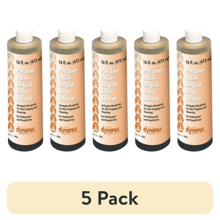 (5 pack) Dynarex Povidone-Iodine Surgical Scrub Solution 16 oz