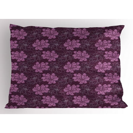 Plum Colored Pillow Shams Spring Pillow Sham, Hand Drawn Blossoming Petal Silhouettes and Outlines Botanical Pattern, Decorative Standard Queen Size Printed Pillowcase, 30 X 20 Inches, Dried Rose and Plum, by Ambesonne ()