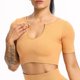 thumbnail image 1 of Conjunto de yoga acanalado para mujer, top corto de manga larga, pantalones cortos, conjunto de mallas, traje de fitness sin costuras, ropa activa sólida para gimnasio, ropa de entrenamiento, 1 of 5