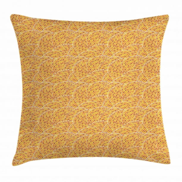 Earth Tones Throw Pillow Cushion Cover, Autumn Season Colors Digital Leaves Forming Dimensional