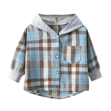 

Deals Toddler Baby Boy Hoodie Plaid Classic Button Down Cotton Hooded Long Sleeve T Shirt Tops Kid Spring Fall Clothes Outfits 1-7T