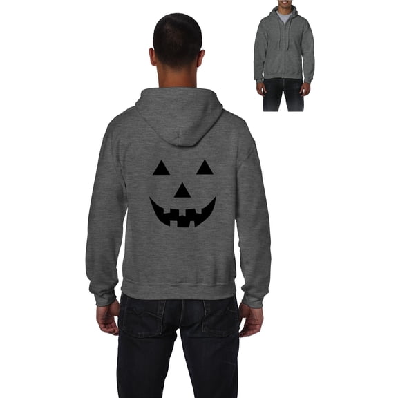MmF - Men's Sweatshirt Full-Zip Pullover - Halloween Halloween Pumpkin Face in Black