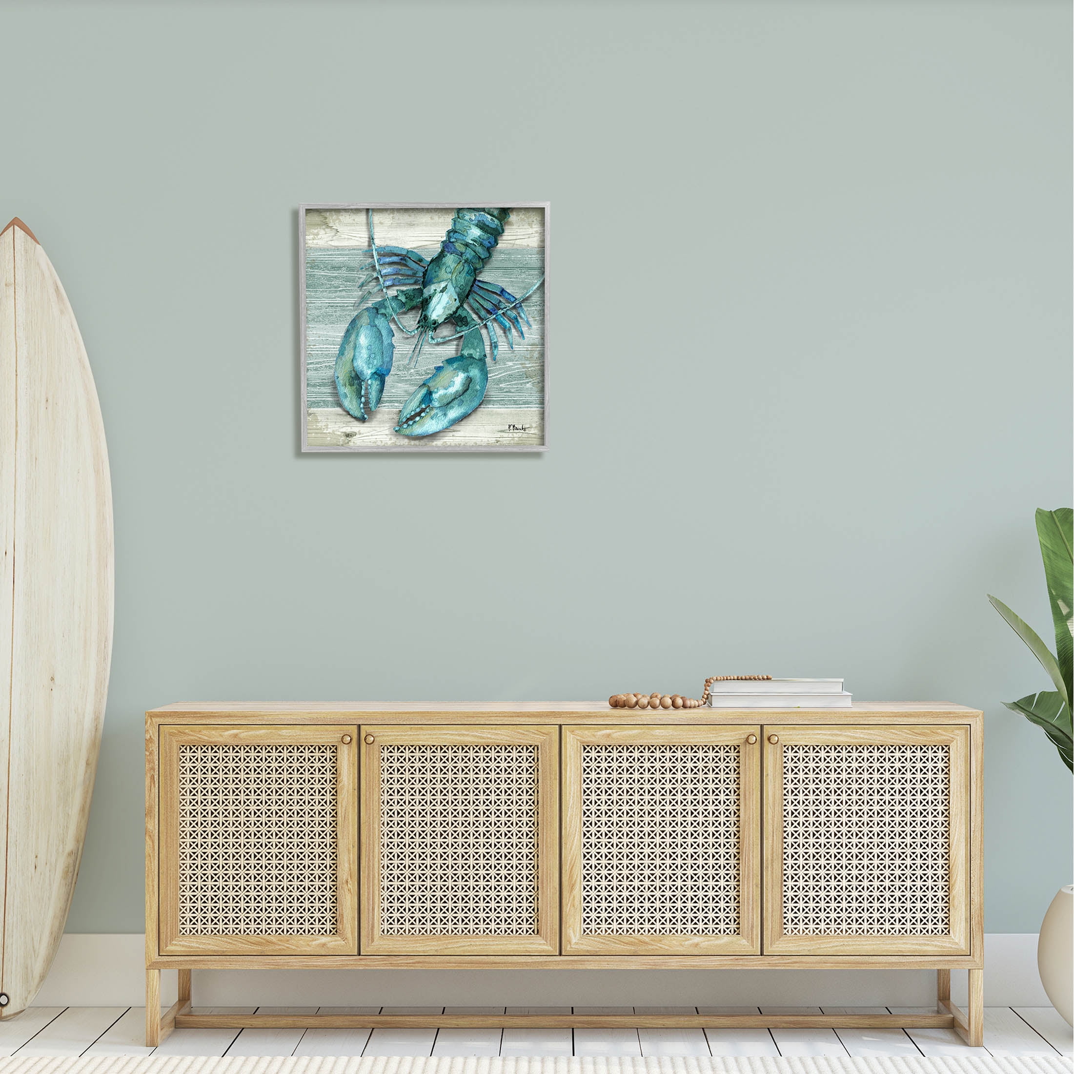 Stupell Industries Northpoint Lobster Rustic Sealife Graphic Art Gray Framed Art Print Wall Art, Design by Paul Brent