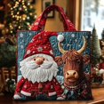 thumbnail image 6 of CLOUJI Christmas Tote Bag Quilted 3D Embossed Santa Cow Pattern Large Capacity Shoulder Handbag Reusable Grocery Shopping Holiday, 6 of 8