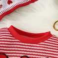 thumbnail image 3 of qiiinnHk Christmas Outfit Baby Boy Girl Embroidery Long Sleeve Striped Waffle Bubble Romper Fall Winter Clothes 3-6 Months,Red, 3 of 3
