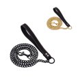 thumbnail image 2 of BeesClover Chain Leash With Leather Handle Heavy-Duty Chew Proof Metal Chain Pet Dog Leash For Dogs Training Walking Running, 2 of 8