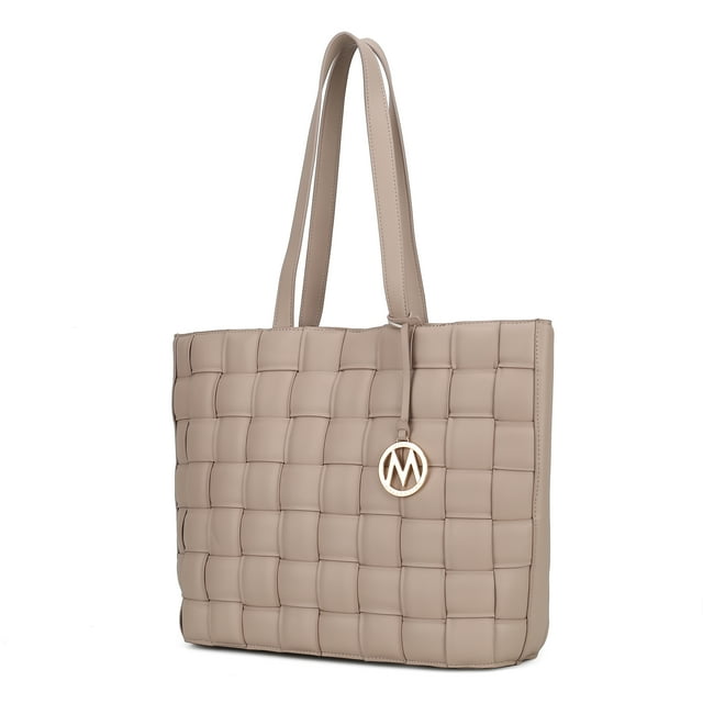 Bolso de mano de piel vegana tejida