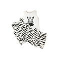 thumbnail image 2 of Kmbangi Toddler Summer Outfit Zebra/Letters Tank Tops + Elastic Waist Shorts, 2 of 10