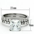 thumbnail image 2 of TK975 - High polished (no plating) Stainless Steel Ring with AAA Grade CZ  in Clear, 2 of 4