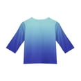thumbnail image 3 of CCRFTGI Cute Shirts for Girls 10-12 Summer 3/4 Sleeve Button V Neck Gradient Tee Tops Casual Soft Lightweight Big Sister Outfit Basic T-Shirts Blue 9-10 Years, 3 of 4