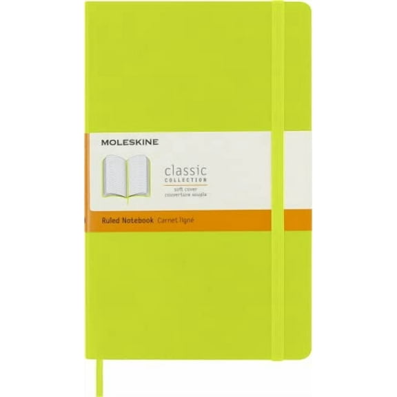 Moleskine Classic Notebook, Soft Cover, Large (5" x 8.25") Ruled/Lined, Lemon Green, 192 Pages