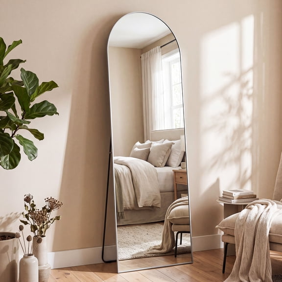 EDX Arched Full Length Mirror 56"x21" Full Body Mirror Arched Free Standing Wall Mounted Leaning Hanging Floor Mirrors,Silver
