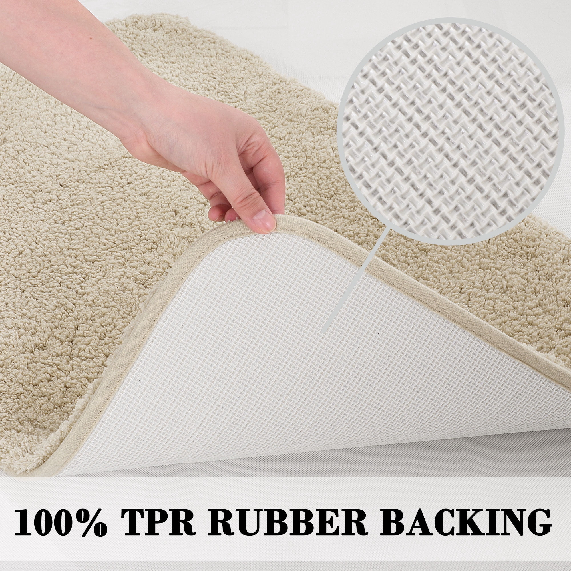 Unique Bargains Bathroom Shaggy Bath Mat Fluffy Non-slip Door Floor Rug Beige 16" x 24"