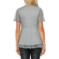 thumbnail image 3 of INSPIRE CHIC Sparkly Blouse for Women's Short Sleeves V Neck Peplum Sparkle Glitter Party Club Top XS Silver Gray, 3 of 6
