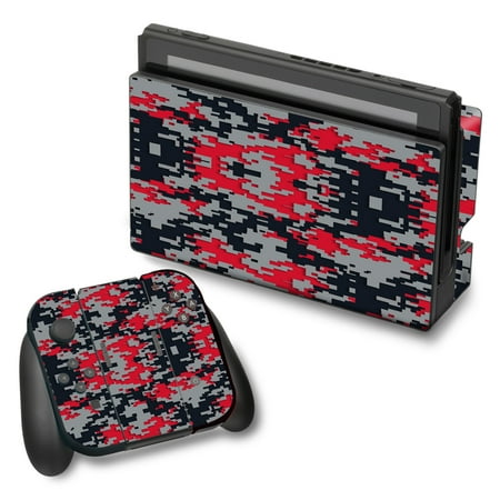 - Skin Decal For Nintendo Switch Vinyl Wrap / Digi Camo Team Colors Camouflage Red Grey Black
