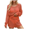 thumbnail image 2 of 2 Piece Lounge Women Outfits Sets Hollow Summer Shorts Casual Set Long Sleeve Loose Fashion Thin Two-piece Up to 65% off, 2 of 6