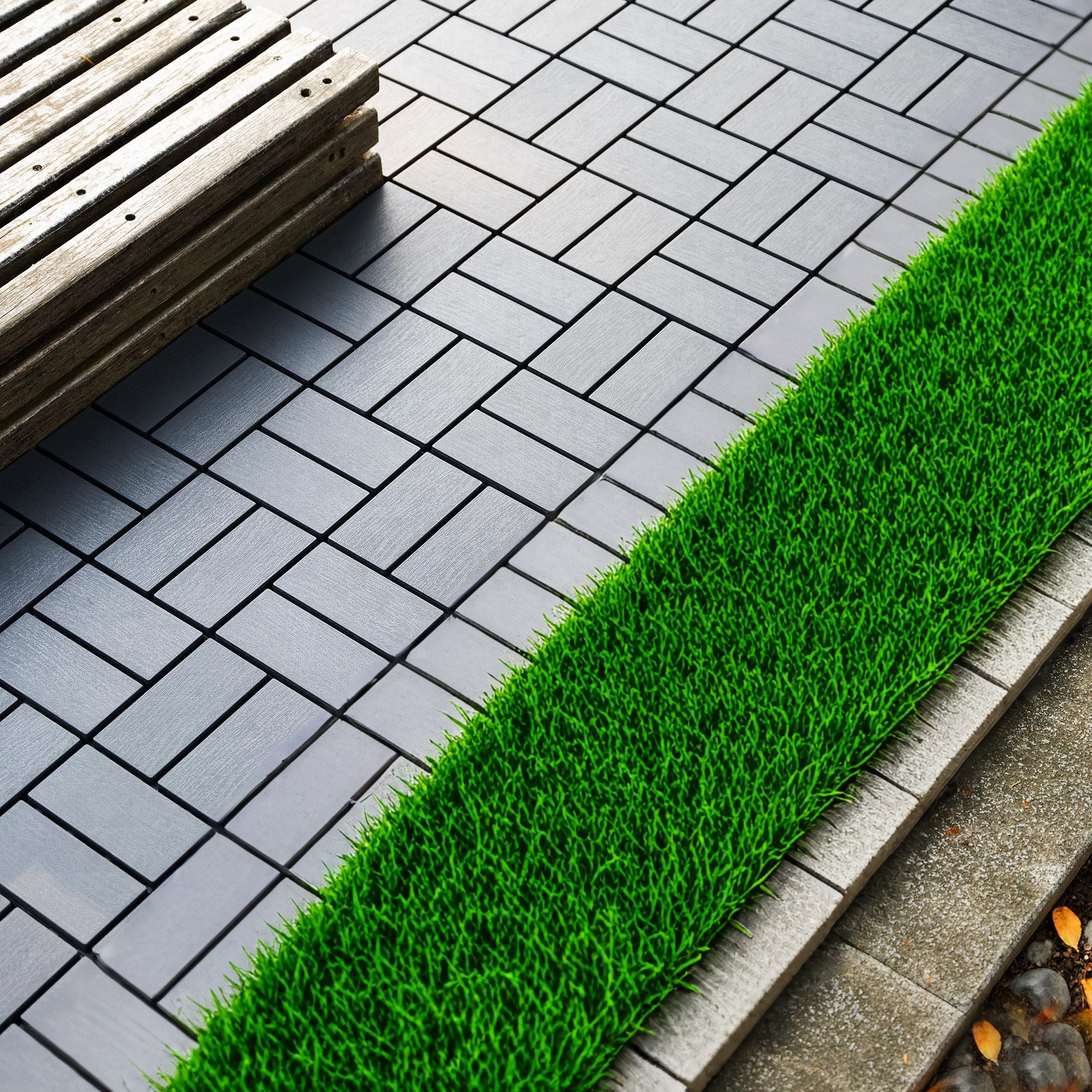 Alvantor Interlocking Deck Tiles 44 Pack, 12"x12"Plastic Waterproof Flooring Tiles for Outdoor & Indoor, Dark Gray