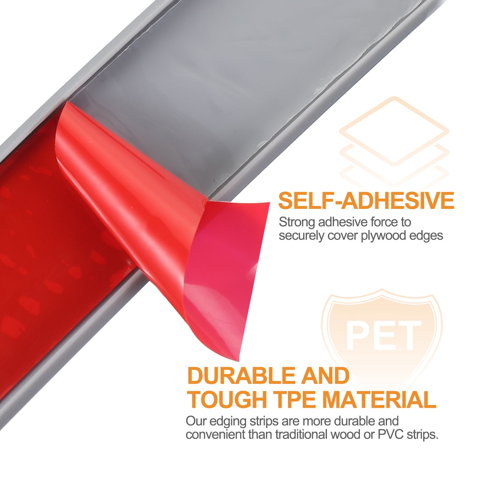 Uxcell TPE U-Shape Edge Banding Self Adhesive Flexible Veneer Edging Trim Furniture Edge Protector for Shelf Cabinet Table Gray 1-1/4 Inch x 20ft