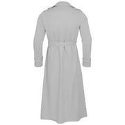 JURANMO 90% off Clearance Sale Trench Coat for Men Full Length Double Breasted Lapel Long Coats Casual Slim Fit Fall Winter Classic Business Overcoat Gray XL