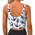 thumbnail image 3 of Vsdgher Navy Blue Anchors Print Women Sleeveless Athletic Tank Top Built-in Bra Camisole Sports Vest for Yoga Running Fitness Exercise with Removable Pads, 3 of 8