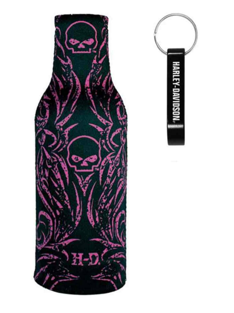 HarleyDavidson Pink Willie G Skull Zip Bottle Wrap w/ Bottle Opener