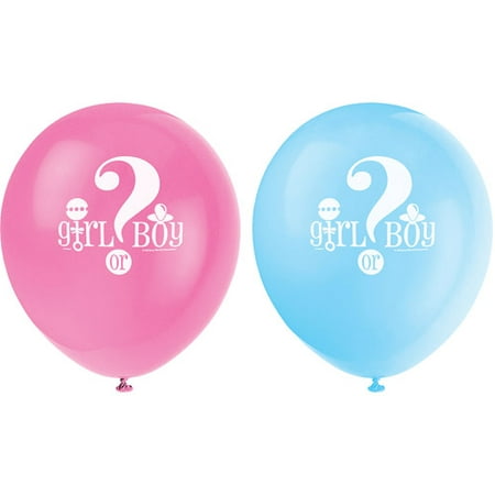 Latex Gender Reveal Party Balloons, Pink &amp; Blue, 12in, 8ct