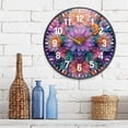 thumbnail image 3 of Yayeee Wall Clock Battery Operated 9.5" Silent Quartz Non-Ticking for Living Room Decor, Light Purple Flowers, 3 of 8