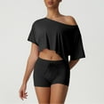 thumbnail image 4 of Workout Sets for Women Off Shoulder Crop Tops Running Shorts High Waist 2 Piece Gym Yoga Outfits, XL, 4 of 4