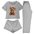 thumbnail image 3 of QATAINLAV 3 Piece Pajama Sets for Women Short Sleeve Tee Shirts Lounge Shorts and Pants Sleepwear Christams Gifts, Gray, XL, 3 of 10