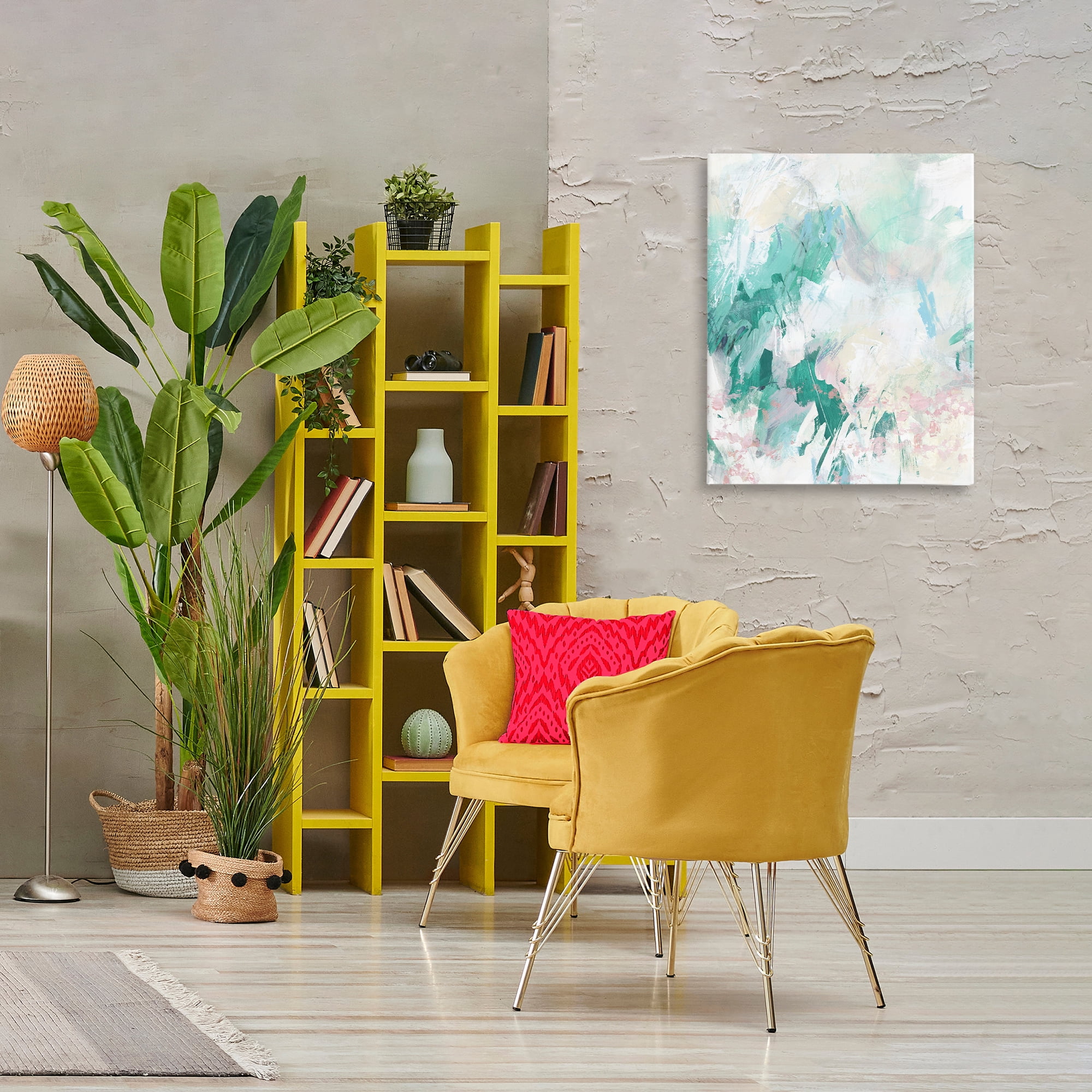 Stupell Industries Green Faded Splatter Abstract Painting Wrapped Canvas Art Print Wall Art, 24 x 30
