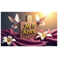 thumbnail image 1 of He is Risen Spring Floral Easter Celebration Banner Backdrop Wall Art Religious Decoration Christian Decor Church Event Photography Props, 1 of 4