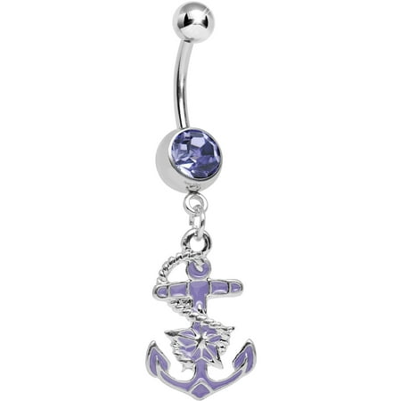 Devil Dangle Belly Ring - Purple Admiral Anchor Dangle Belly Ring