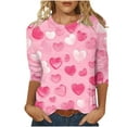 thumbnail image 2 of Fartey Valentine's Shirts for Women Plus Size Fall 3/4 Sleeve Tunic Tops Soft Comfy Crewneck Tees Valentine's Day Pink Heart Tshirts Casual Loose Holiday Blouses S-5XL, 2 of 5
