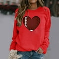 thumbnail image 1 of EQWLJWE Chandail en Molleton Jour de Match Femme Drôle Amour Football Imprimé Graphique Surdimensionné Chandail en Molleton Manches Longues Col Rond Chandail Femme Bonjour Automne Chandail en Molleton Tops d'Entraînement pour Femmes, 1 of 5