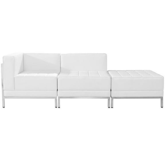 Flash Furniture 3 Piece Leather Reception Sofa Set in White