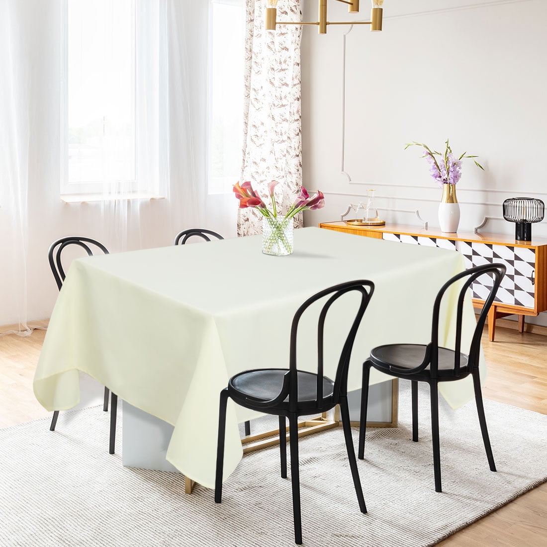 Unique Bargains Rectangle Tablecloth soft and comfortable Polyester Table Cover Beige 55" x 70"