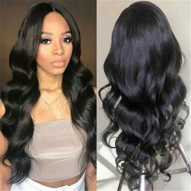 WREESH Front Lace Wig Long Curly Hair Black Big Wave Chemical Fiber Wig