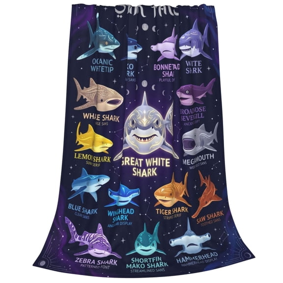 Shark Blanket, Soft Throw Blanket forBed, Cartoon Gifts for Christmas Birthday Bedroom Decor 50x40