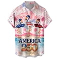 thumbnail image 3 of Men's Vintage American Flag Hawaiian Bowling Shirts, 250th Anniversary Patriotic 4th of July Casual Button Down Short Sleeve Beach Tees, 3 of 4