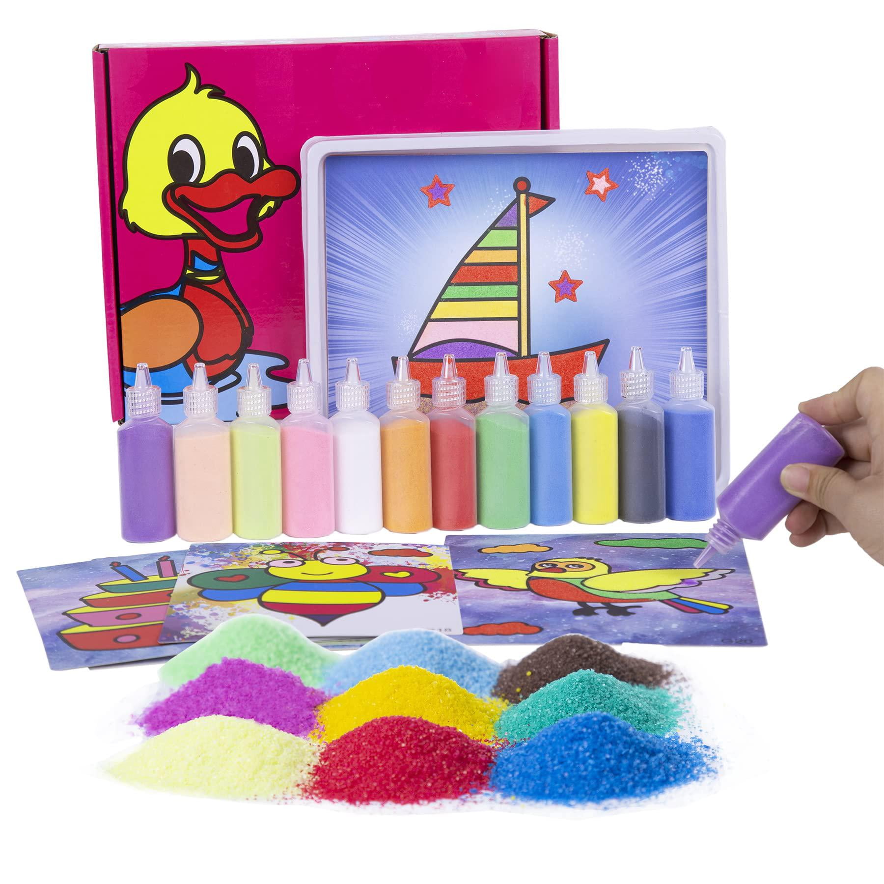 Kit Peinture Au Sable Barlone – 12 Images Autocollantes + 12 Bouteilles De Sable – Dès 5 Ans – Créatif