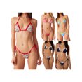thumbnail image 4 of Yunliwuli Women's Summer Bikini Set Mini Dot Print Lace Trim Halter Bra with Tie-Up Thong Swimsuit Bathing Suit, 4 of 8