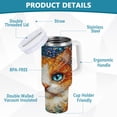 thumbnail image 4 of DIXRUYEE Steel Water Bottles Tumbler Creative Radiant Cat Surrounded by Flowers Pattern 40oz/30oz, 4 of 9