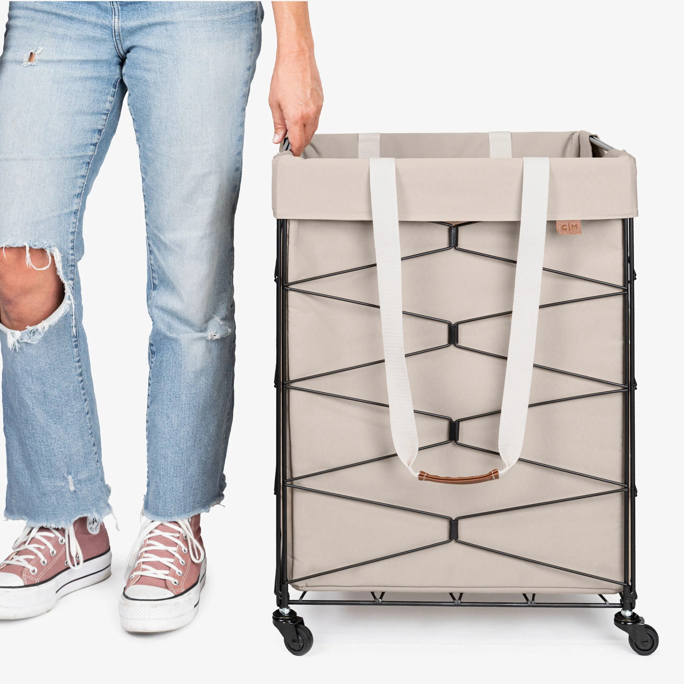 CleverMade Flex Frame Hamper LUXE 98L Rolling Laundry Hamper, Charcoal