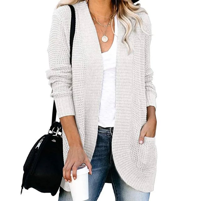 Abrigo largo de otoño para mujer, jersey holgado de punto para mujer, ropa de abrigo para mujer, cárdigan de moda, chaqueta, suéter, ropa para mujer