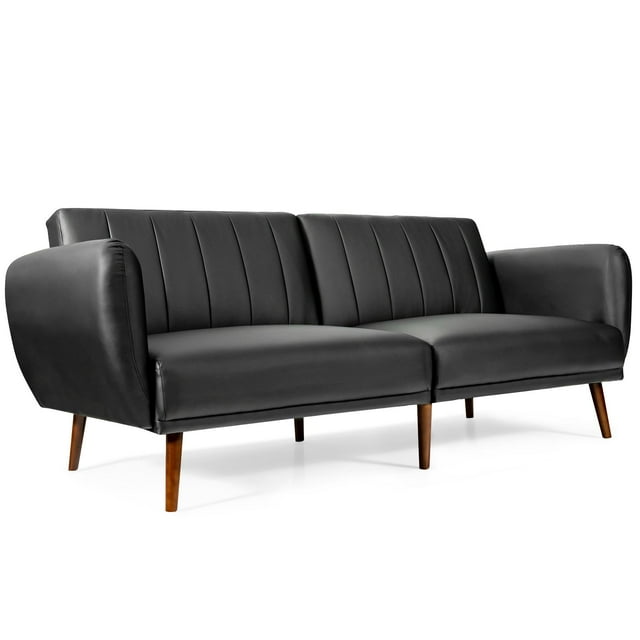 Giantex Canapé-Lit 3 Places, Futon Convertible avec Éponge Haute Densité et Dossier Réglable, Canapé-Lit Pliable Lounge, Noir