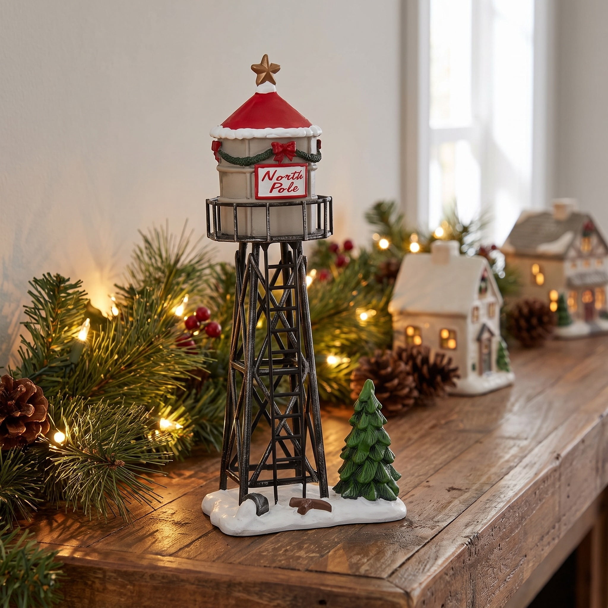 Holiday Water Tower Christmas Village Accessory, Multicolor, 7.62", by Holiday Time